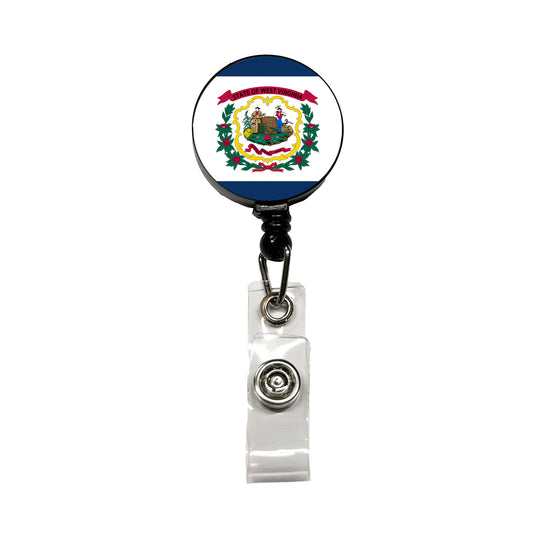West Virginia WV State Flag Retractable ID Key Card Name Tag Badge Holder with Clip