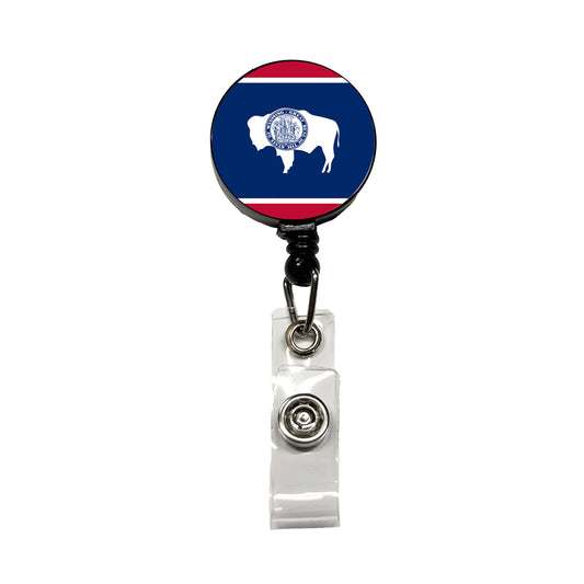 Wyoming WY State Flag Retractable ID Key Card Name Tag Badge Holder with Clip