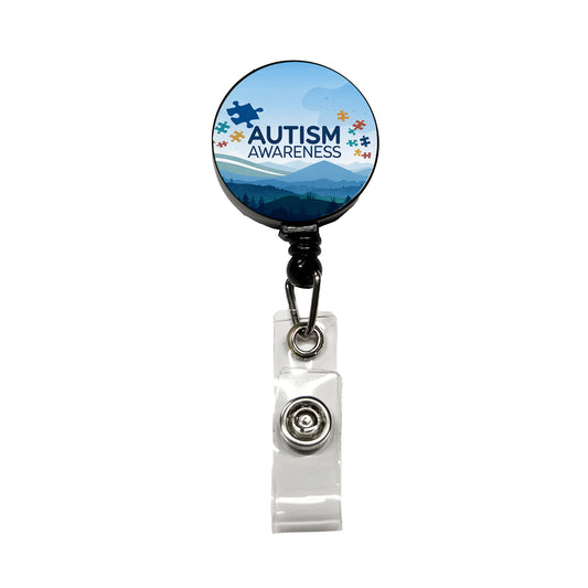 Autism Awareness Flying Puzzle Pieces Retractable ID Key Card Name Tag Badge Holder with Clip