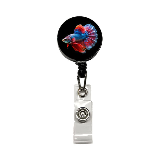 Betta Siamese Fighting Fish Retractable ID Key Card Name Tag Badge Holder with Clip