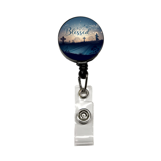 Blessed Religious Crosses Retractable ID Key Card Name Tag Badge Holder with Clip