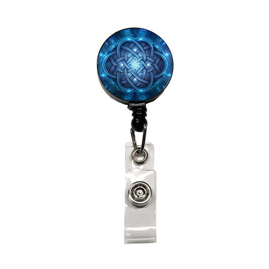 Blue Celtic Knot Eternity Love Retractable ID Key Card Name Tag Badge Holder with Clip