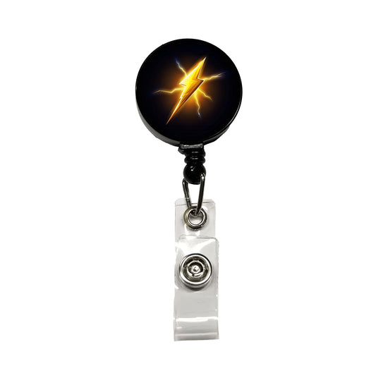 Cartoon Lightning Bolt On Black Retractable ID Key Card Name Tag Badge Holder with Clip