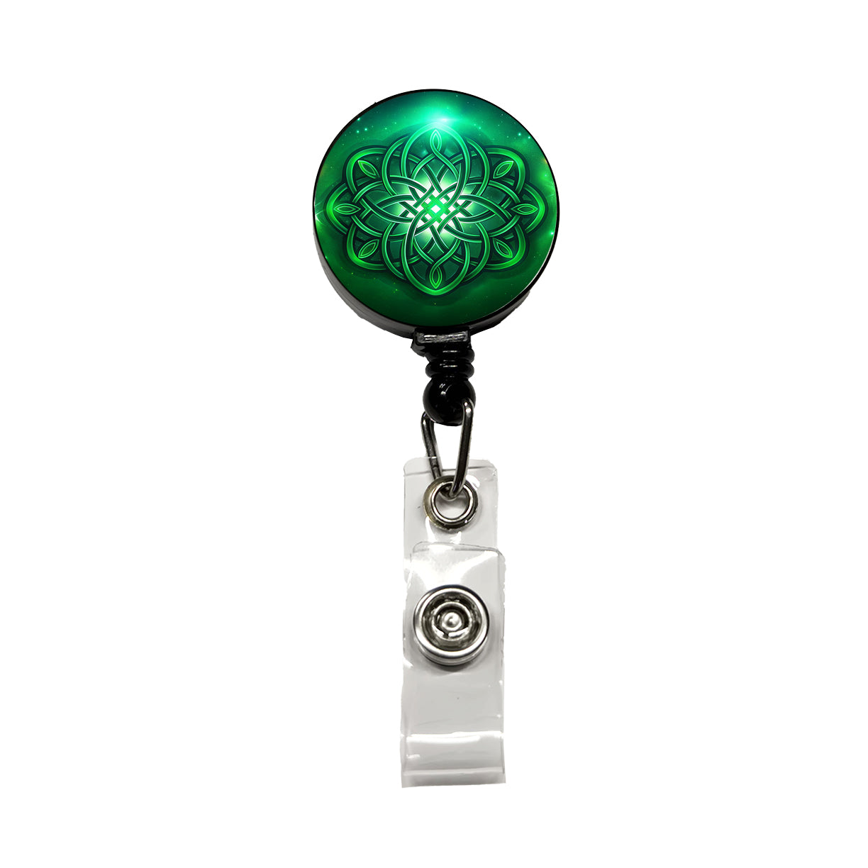 Celtic Knot Irish Eternity Love Green Retractable ID Key Card Name Tag Badge Holder with Clip