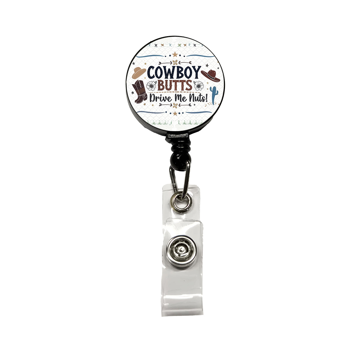 Cowboy Butts Drive Me Nuts Funny Retractable ID Key Card Name Tag Badge Holder with Clip