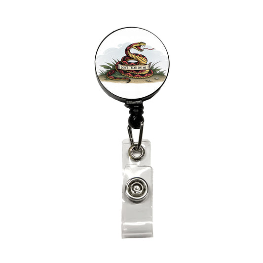 Don't Tread On Me Snake Retractable ID Key Card Name Tag Badge Holder with Clip