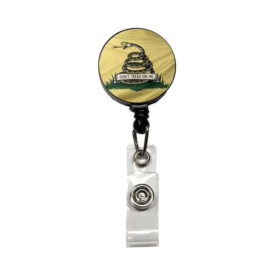 Gadsden Flag Don't Tread On Me Flag Retractable ID Key Card Name Tag Badge Holder with Clip