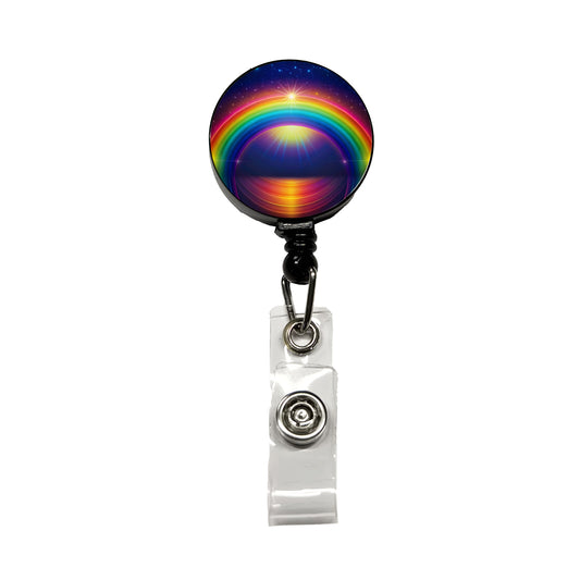 Glowing Rainbow Retractable ID Key Card Name Tag Badge Holder with Clip