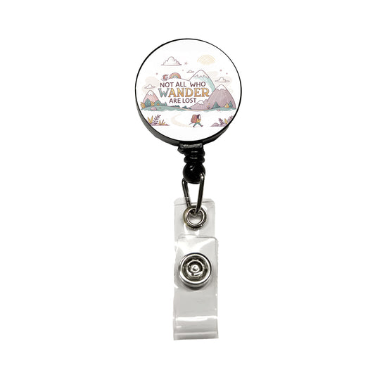 Hiking Camping Not All Who Wander Are Lost Retractable ID Key Card Name Tag Badge Holder with Clip
