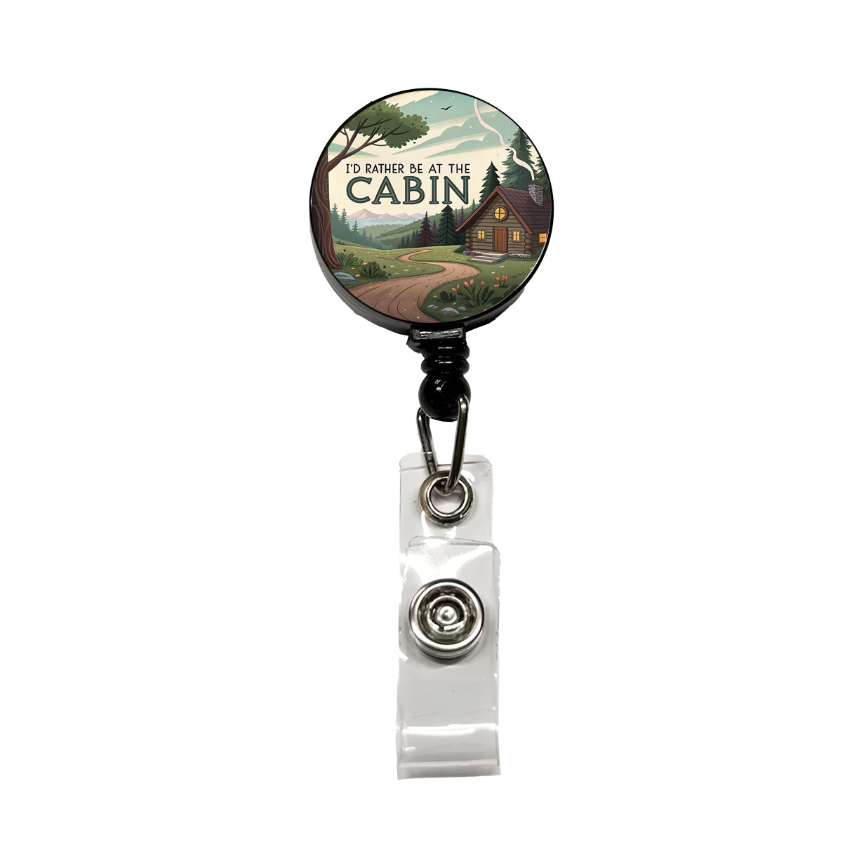 I'd Rather Be At The Cabin In The Woods Retractable ID Key Card Name Tag Badge Holder with Clip