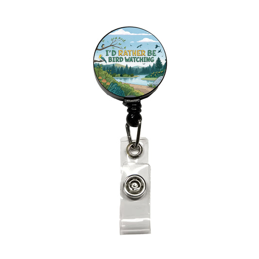 I'd Rather Be Bird Watching Birding Retractable ID Key Card Name Tag Badge Holder with Clip