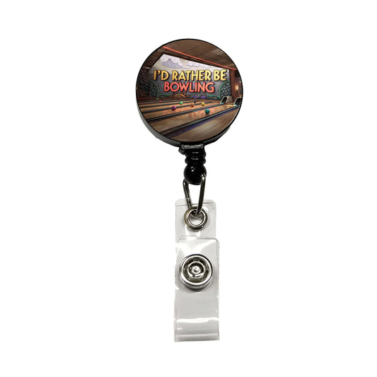 I'd Rather Be Bowling Alley Retractable ID Key Card Name Tag Badge Holder with Clip