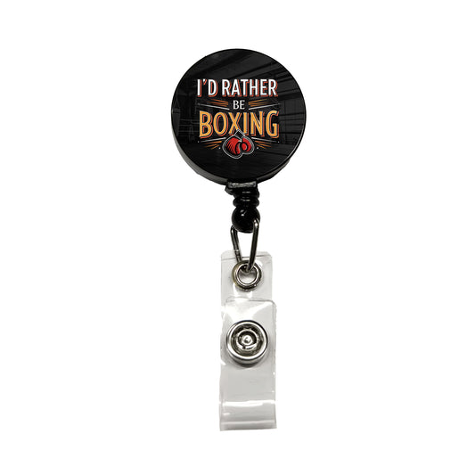 I'd Rather Be Boxing Retractable ID Key Card Name Tag Badge Holder with Clip
