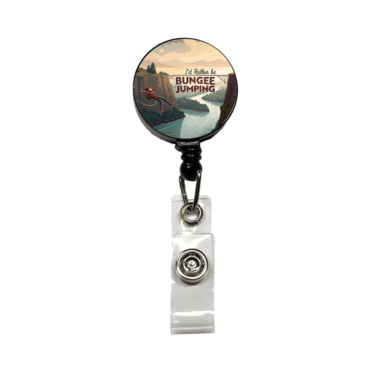 I'd Rather Be Bungee Jumping Retractable ID Key Card Name Tag Badge Holder with Clip