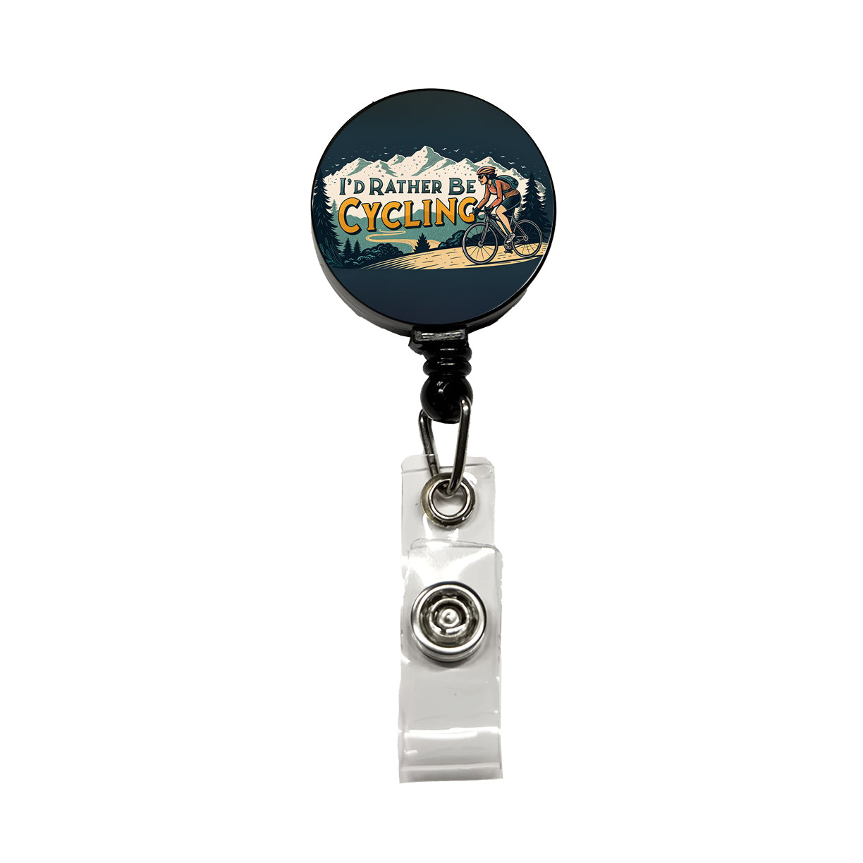 I'd Rather Be Cycling Road Mountain Bike Retractable ID Key Card Name Tag Badge Holder with Clip