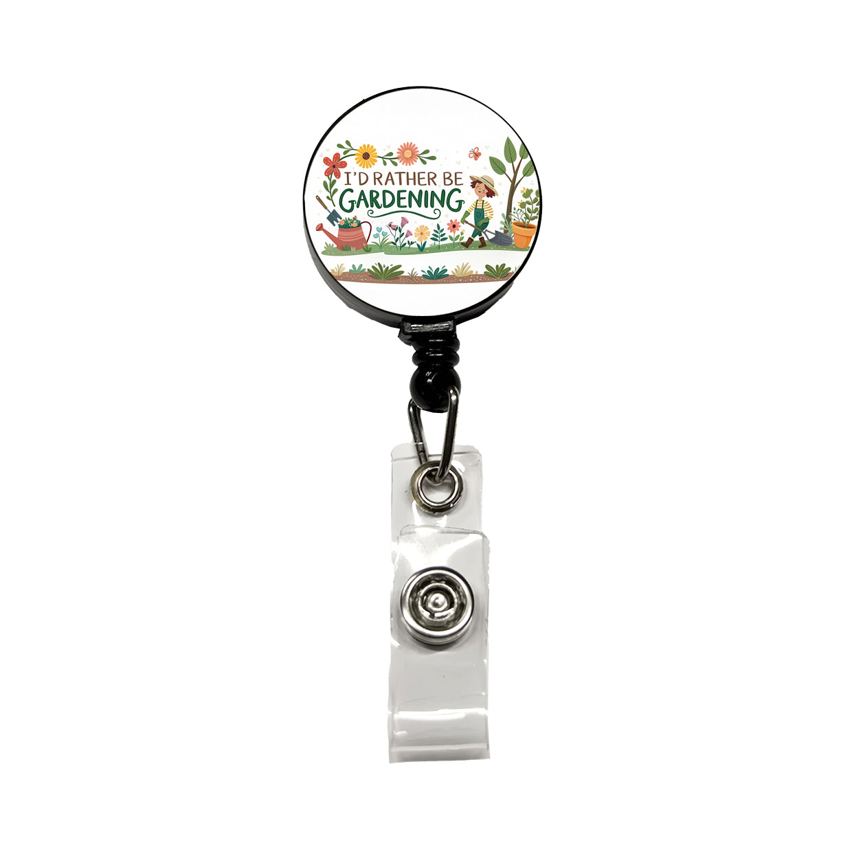 I'd Rather Be Gardening Retractable ID Key Card Name Tag Badge Holder with Clip