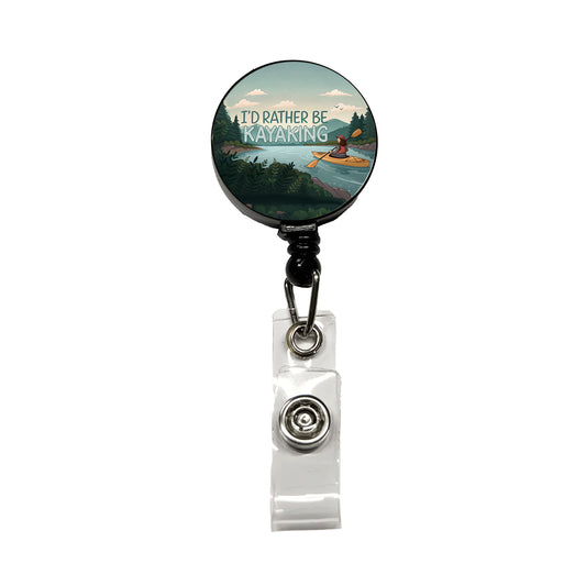 I'd Rather Be Kayaking Woman Kayaker Retractable ID Key Card Name Tag Badge Holder with Clip