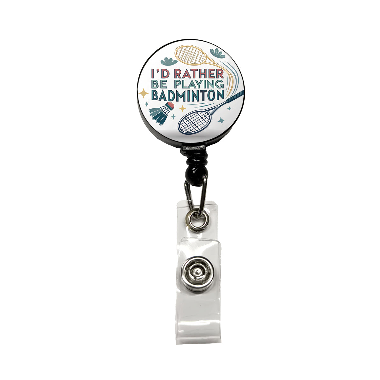I'd Rather Be Playing Badminton Retractable ID Key Card Name Tag Badge Holder with Clip