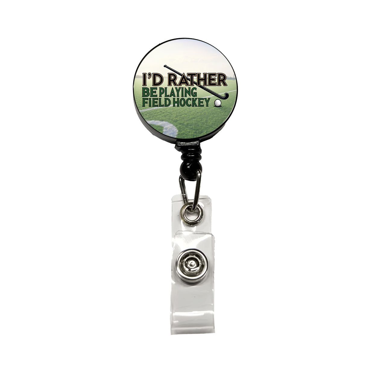 I'd Rather Be Playing Field Hockey Retractable ID Key Card Name Tag Badge Holder with Clip