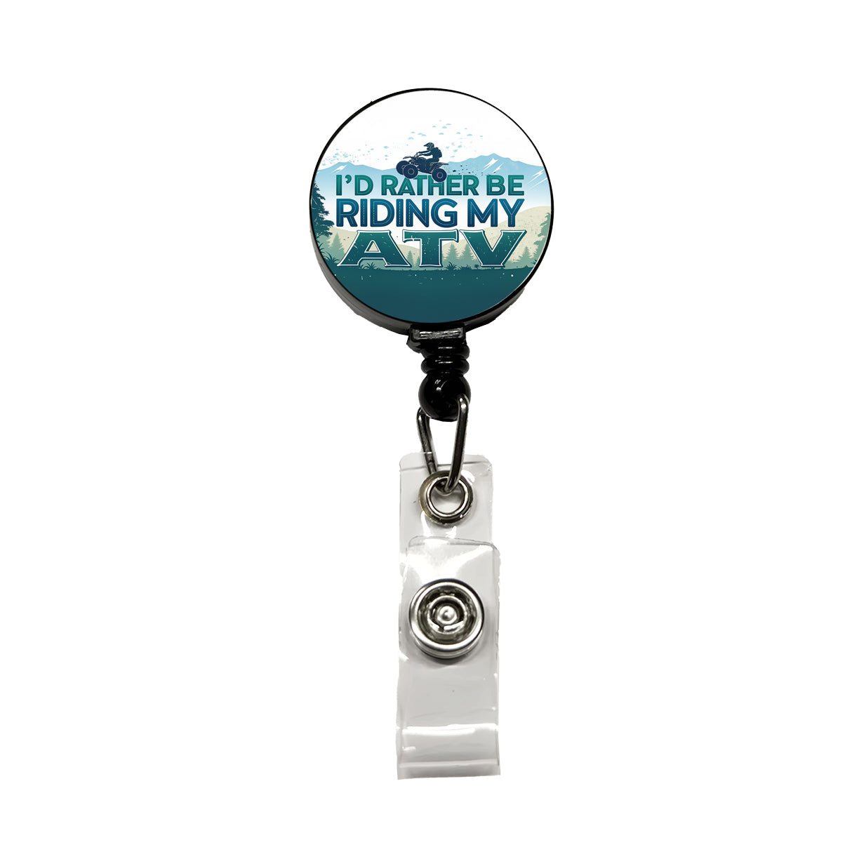 I'd Rather Be Riding My ATV Retractable ID Key Card Name Tag Badge Holder with Clip