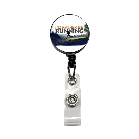 I'd Rather Be Running Woman Jogging Retractable ID Key Card Name Tag Badge Holder with Clip