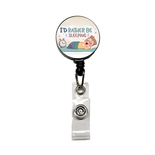 I'd Rather Be Sleeping Funny Retractable ID Key Card Name Tag Badge Holder with Clip
