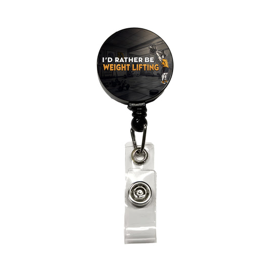 I'd Rather Be Weight Lifting Gym Retractable ID Key Card Name Tag Badge Holder with Clip
