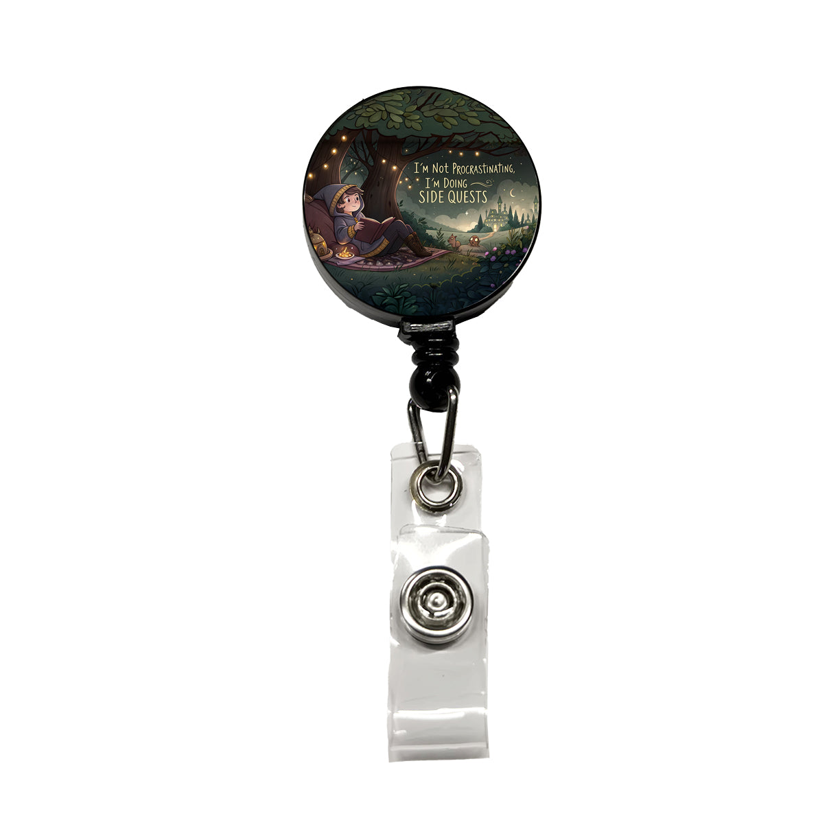 I'm Not Procrastinating Doing Side Quests Funny Fantasy Retractable ID Key Card Name Tag Badge Holder with Clip