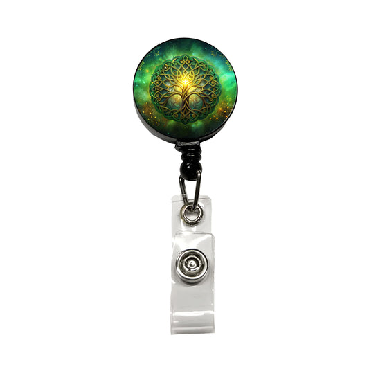 Irish Celtic Elegant Tree Of Life Retractable ID Key Card Name Tag Badge Holder with Clip