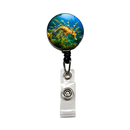 Leafy Seadragon Swimming Retractable ID Key Card Name Tag Badge Holder with Clip