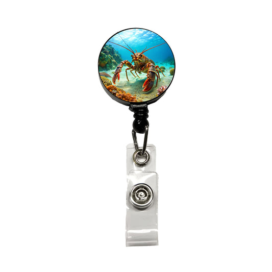 Lobster In The Ocean Retractable ID Key Card Name Tag Badge Holder with Clip