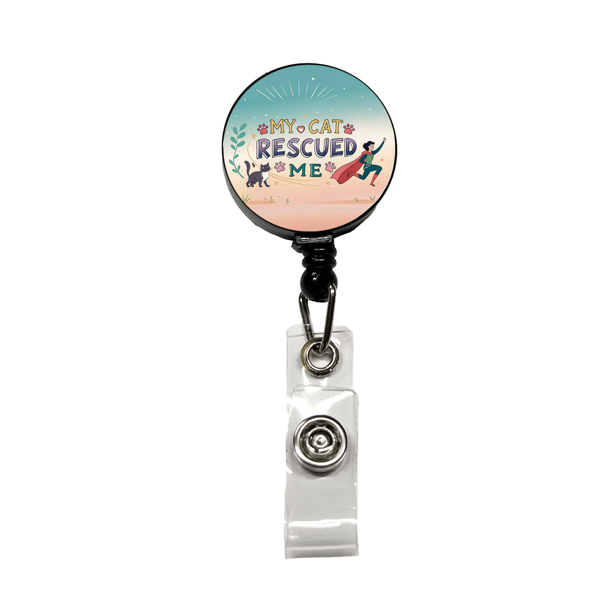 My Cat Rescued Me Pet Adoption Retractable ID Key Card Name Tag Badge Holder with Clip