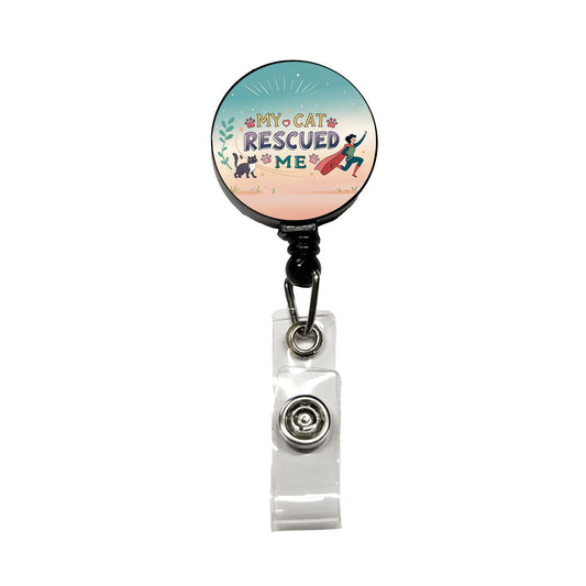 My Cat Rescued Me Pet Adoption Retractable ID Key Card Name Tag Badge Holder with Clip