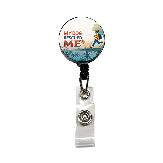 My Dog Rescued Me Pet Adoption Retractable ID Key Card Name Tag Badge Holder with Clip