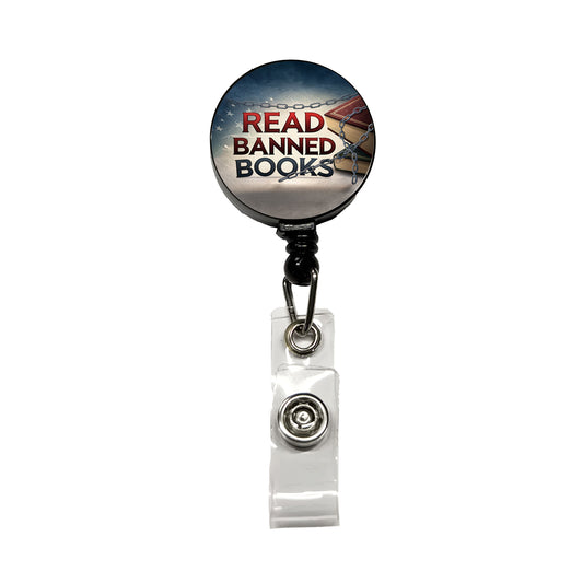 Read Banned Books Chains Retractable ID Key Card Name Tag Badge Holder with Clip
