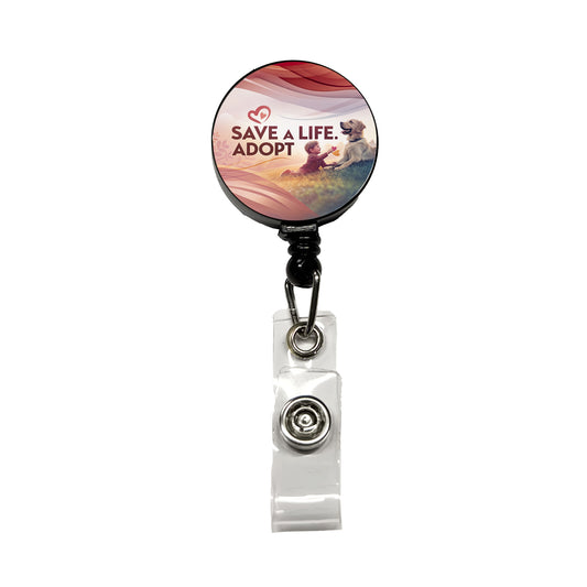 Save A Life Adopt Pet Rescue Adoption Retractable ID Key Card Name Tag Badge Holder with Clip