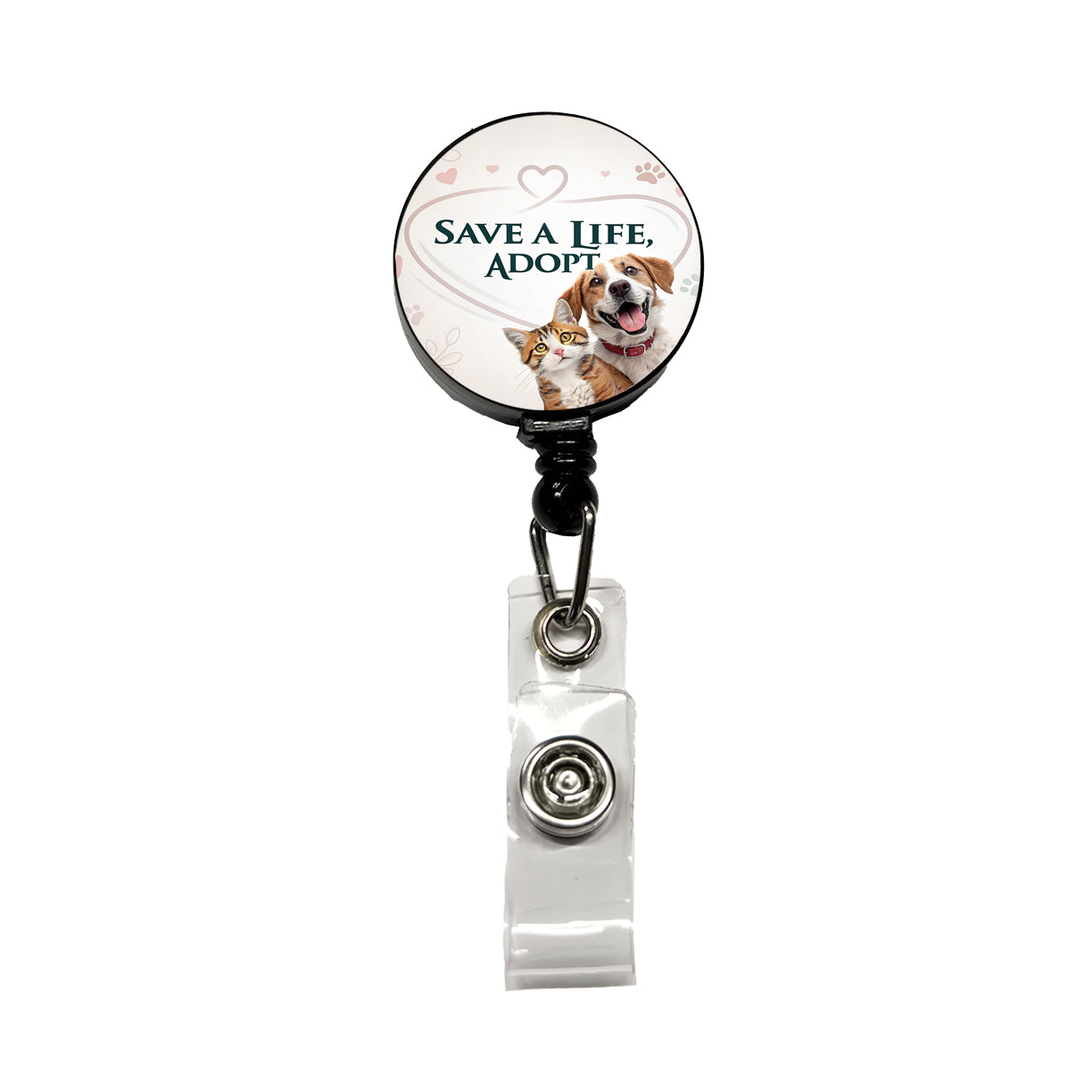 Save A Life Adopt Rescue Pet Dog Cat Retractable ID Key Card Name Tag Badge Holder with Clip