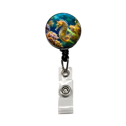 Seahorse in the Ocean Retractable ID Key Card Name Tag Badge Holder with Clip