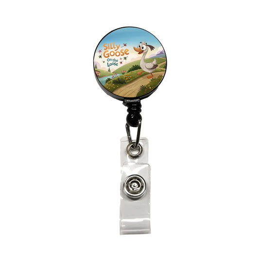 Silly Goose On The Loose Funny Cartoon Retractable ID Key Card Name Tag Badge Holder with Clip