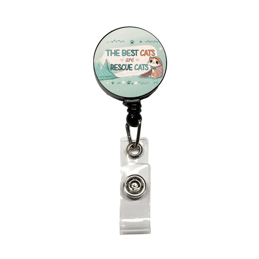 The Best Cats Are Rescue Cats Adopt Retractable ID Key Card Name Tag Badge Holder with Clip