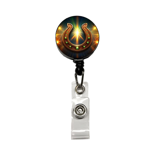 The Lucky Horseshoe Retractable ID Key Card Name Tag Badge Holder with Clip