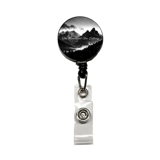 The Mountains Are Calling Adventure Awaits Retractable ID Key Card Name Tag Badge Holder with Clip