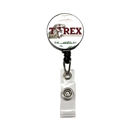 Tyrannosaurus T-Rex Dinosaur Cartoon Retractable ID Key Card Name Tag Badge Holder with Clip
