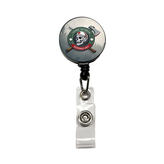 Zombie Outbreak Response Unit Skull Retractable ID Key Card Name Tag Badge Holder with Clip