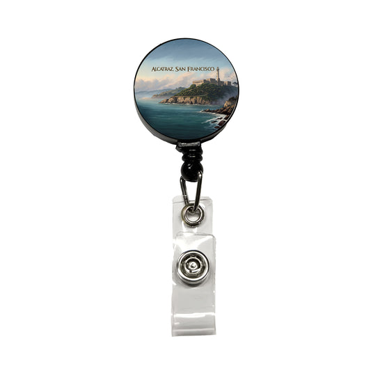 Alcatraz Prison Island San Francisco Retractable ID Key Card Name Tag Badge Holder with Clip