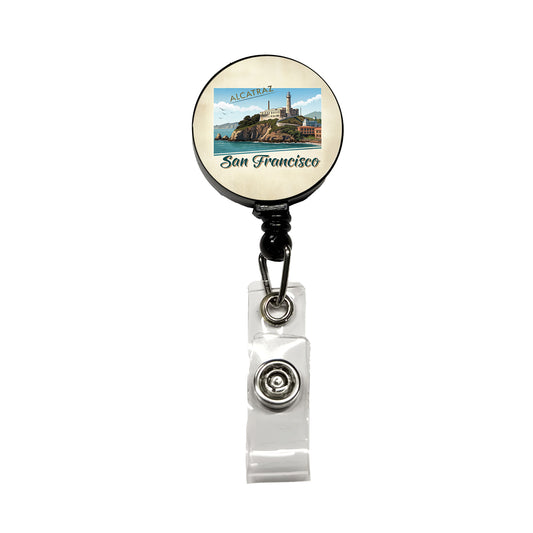 Alcatraz San Francisco Prison Travel Stamp Retractable ID Key Card Name Tag Badge Holder with Clip