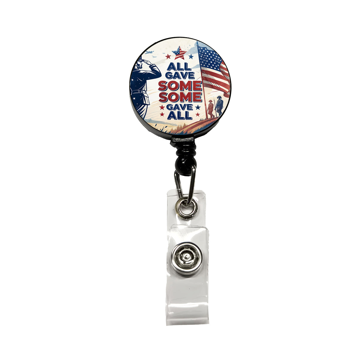 All Gave Some Some Gave All Patriotic Military Retractable ID Key Card Name Tag Badge Holder with Clip