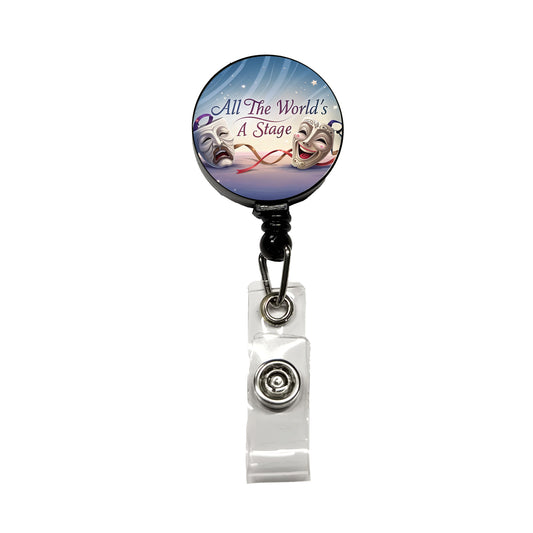 All The World's a Stage Theater Drama Masks Retractable ID Key Card Name Tag Badge Holder with Clip