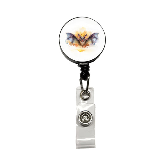 Angry Bat Watercolor Retractable ID Key Card Name Tag Badge Holder with Clip