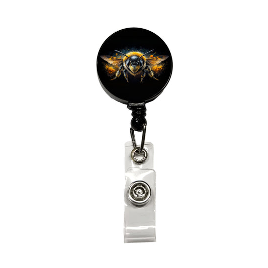 Angry Bumblebee Watercolor Retractable ID Key Card Name Tag Badge Holder with Clip